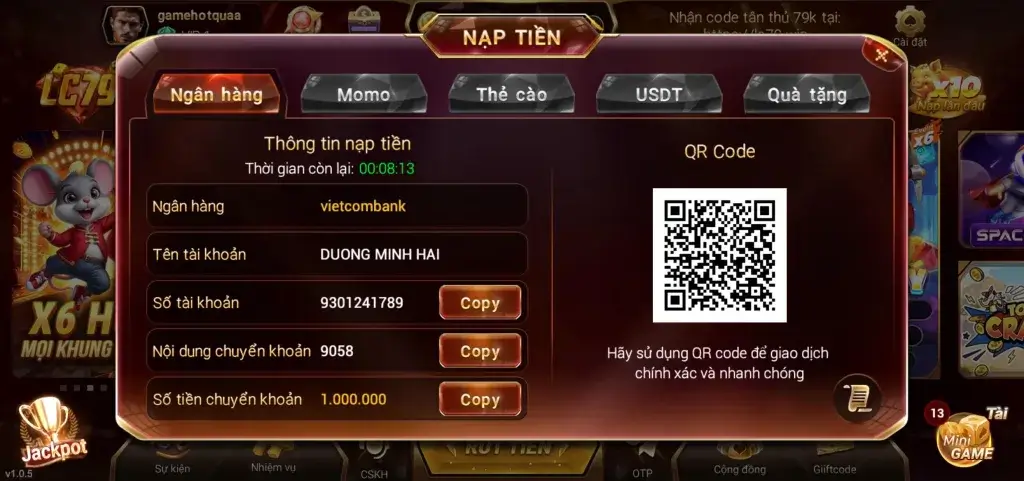 QRcode nạp tiền LC79