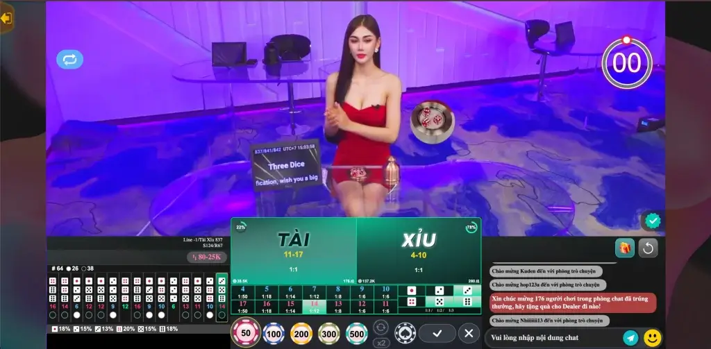 Dealer đang livestream Tài Xỉu Live tại nhà cái LC79 với giao diện sắc nét